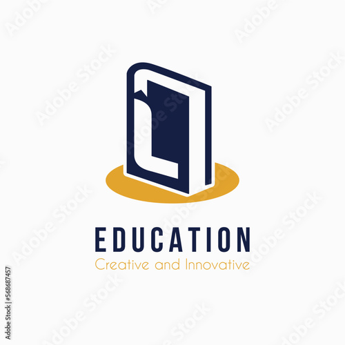 Initial L Letter with Book Icon for E Book, Library, Education, Book Store Business Logo Idea Template