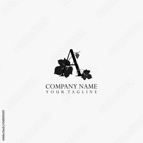  Letter A vector stock logo, abstract grape vector template. Illustration design of elegant logotype vine store on isolated background.