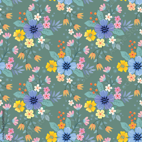 Beautiful flowers design seamless pattern. Can be used for fabric textile wallpaper.