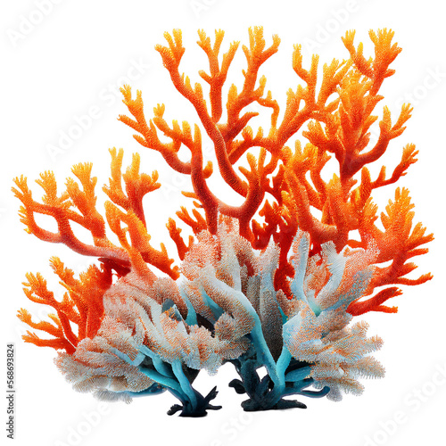 Fotografiet coral reef isolated on transparent background cutout