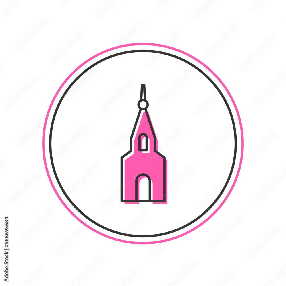 Filled outline Church building icon isolated on white background. Christian Church. Religion of church. Vector Filled outline Church building icon isolated on white background. Christian Church. Religion of church. Vector