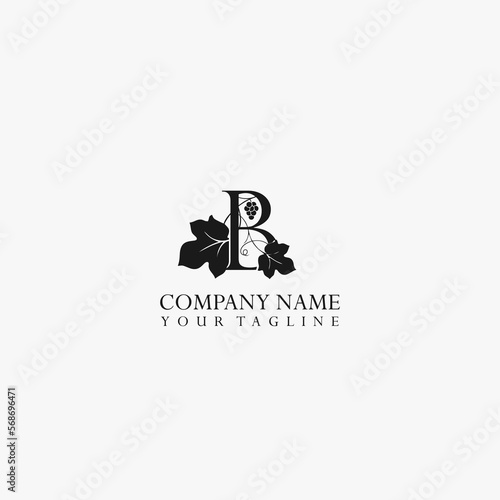 Letter B vector stock logo, abstract grape vector template. Illustration design of elegant logotype vine store on isolated background.