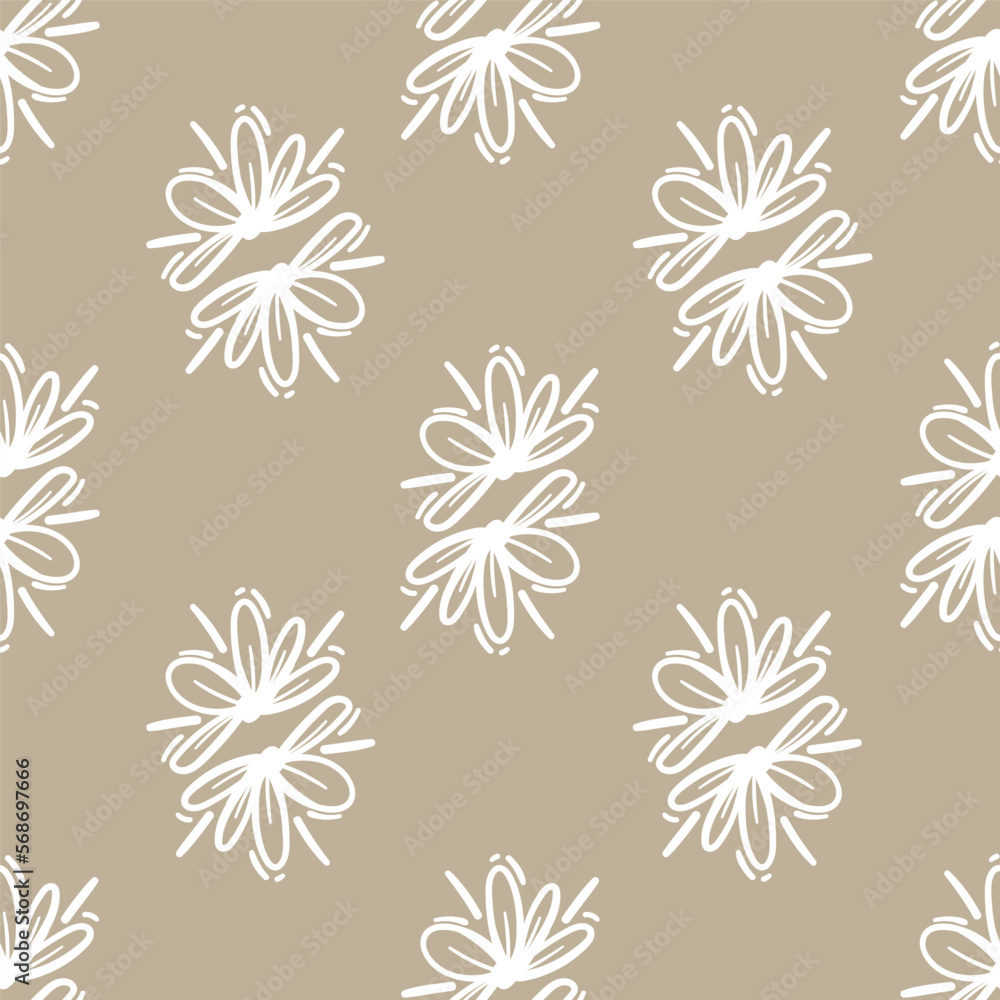 Floral seamless pattern with cotton blossom flowers, endless texture, ink sketch art. Vector illustration for wedding invitations, wallpaper, textile, wrapping paper