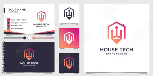 House logo design with creative technology concept
