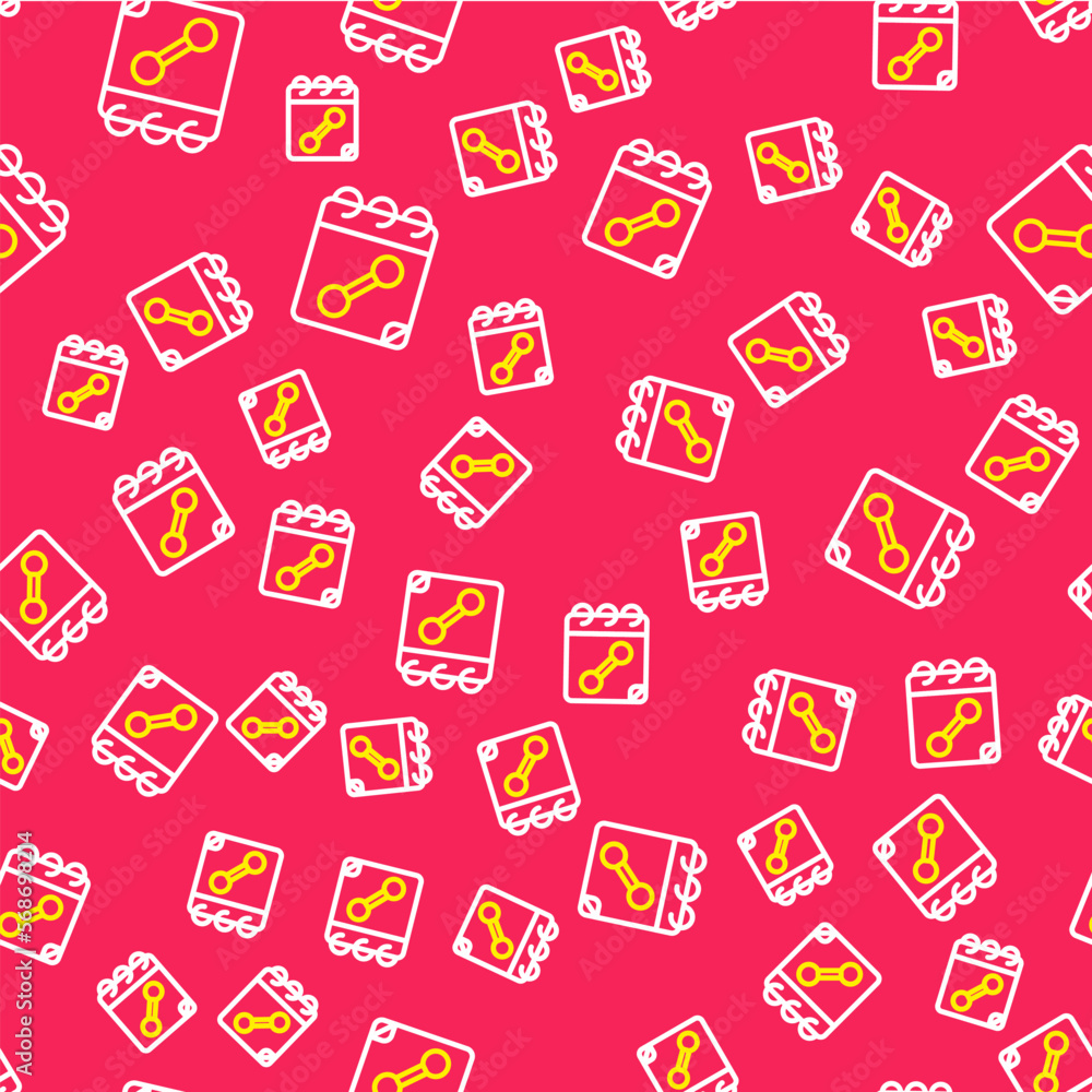 Line Calendar fitness icon isolated seamless pattern on red background. Training schedule. Vector Line Calendar fitness icon isolated seamless pattern on red background. Training schedule. Vector