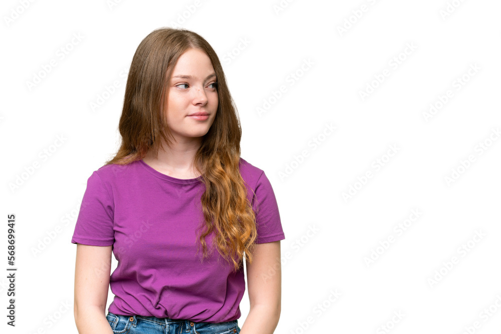 Young pretty woman over isolated background looking to the side Young pretty woman over isolated background looking to the side