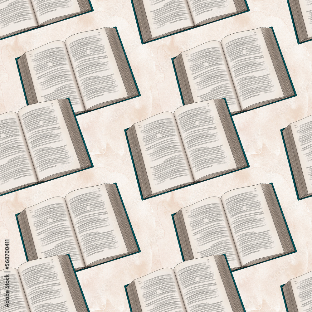 Obraz premium I Love Books Isolated Hand Drawn Illustration Pattern