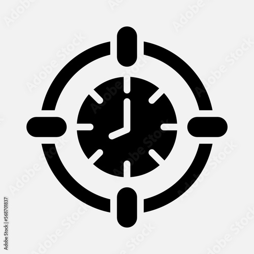 Target time icon in solid style, use for website mobile app presentation