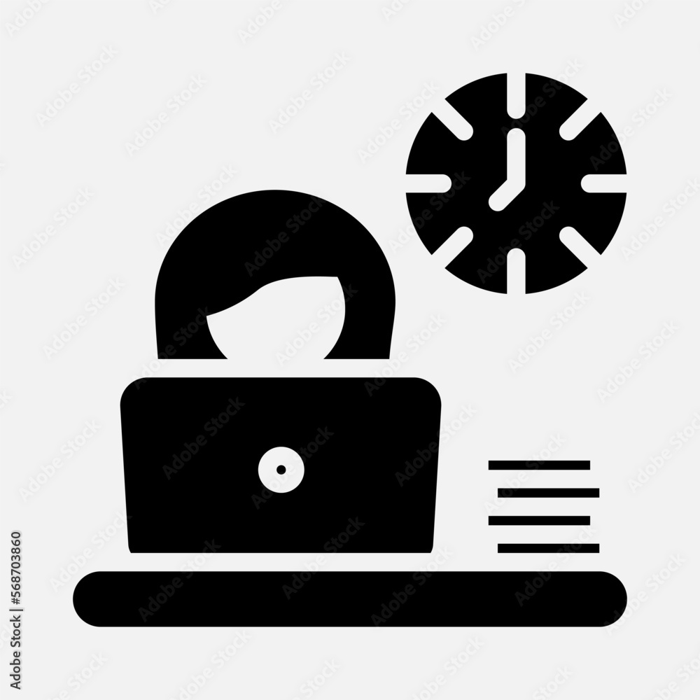 Working time icon in solid style, use for website mobile app presentation Working time icon in solid style, use for website mobile app presentation