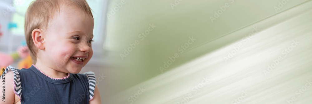 Portrait of happy baby girl; panoramic banner Portrait of happy baby girl; panoramic banner
