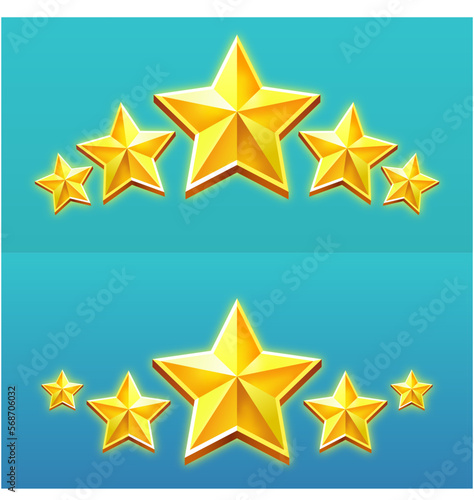 5 golden stars rating review flat design modern vector illustration. Game 5 stars rating concept. Customer Feedback concept design.