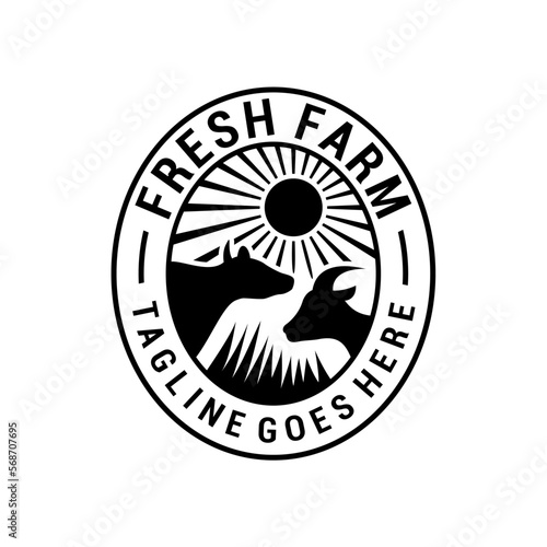 vintage fresh farm logo vector