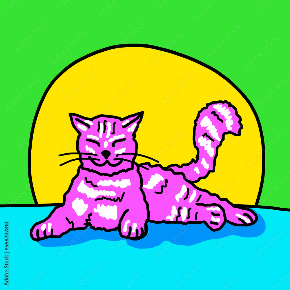 Cat illustration - Hand drawn home pet Cat illustration - Hand drawn home pet