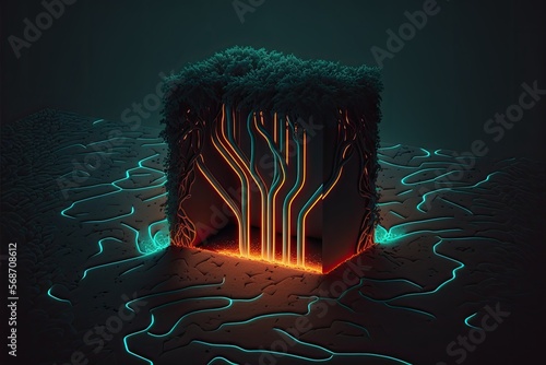 3d illustration of an abstract futuristic obelisk background