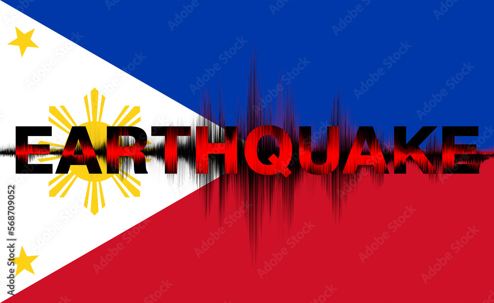 Earthquakes in Philippines, flag Philippines with seismograms