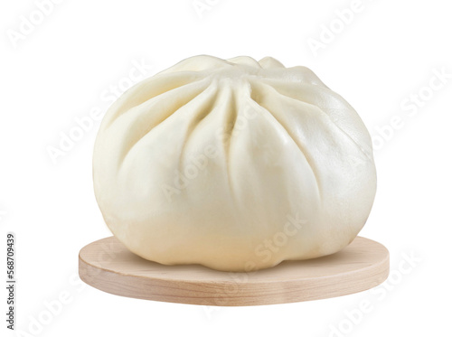 Single steamed bao bun isolated or a Chinese steamed bun, BaoZi. png transparency