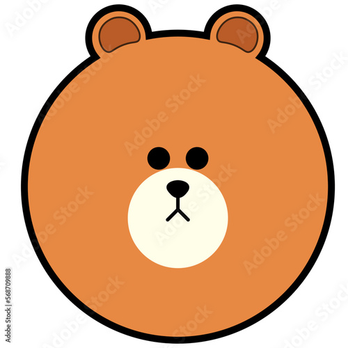 Round funny brown bear sticker