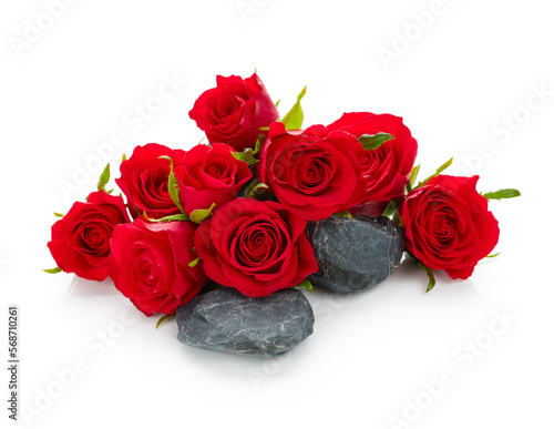 Valentine day red roses isolated on white background