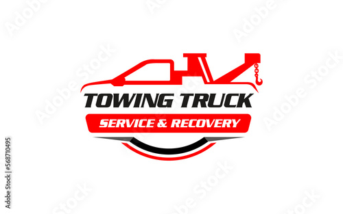 Illustration vector graphic of towing truck service logo design suitable for the automotive company