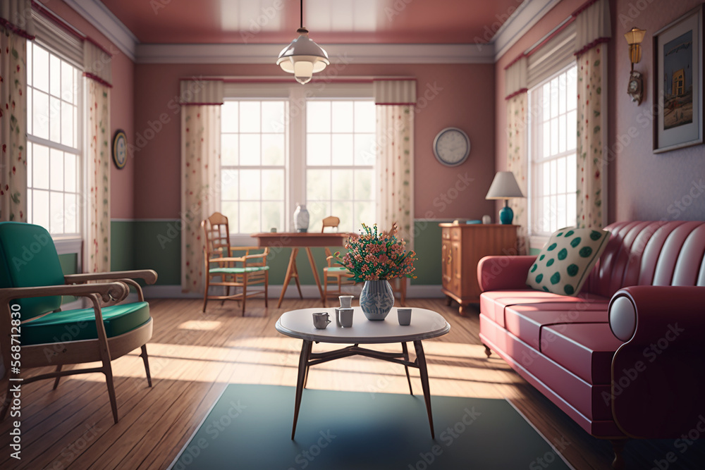 Fototapeta premium Living room interior generated with AI