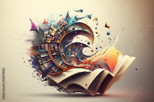 World Book and copyright Day abstract. Open book Concept. illustration generative ai