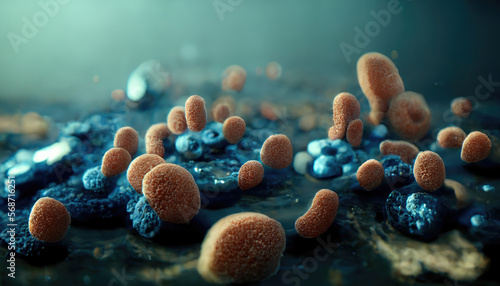 3d illustration of proliferating bacteria photo
