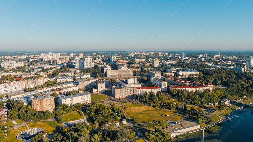 Oryol, Russia. Government of the Oryol region. Lenin Square. History center. View of the city from the air, Aerial View