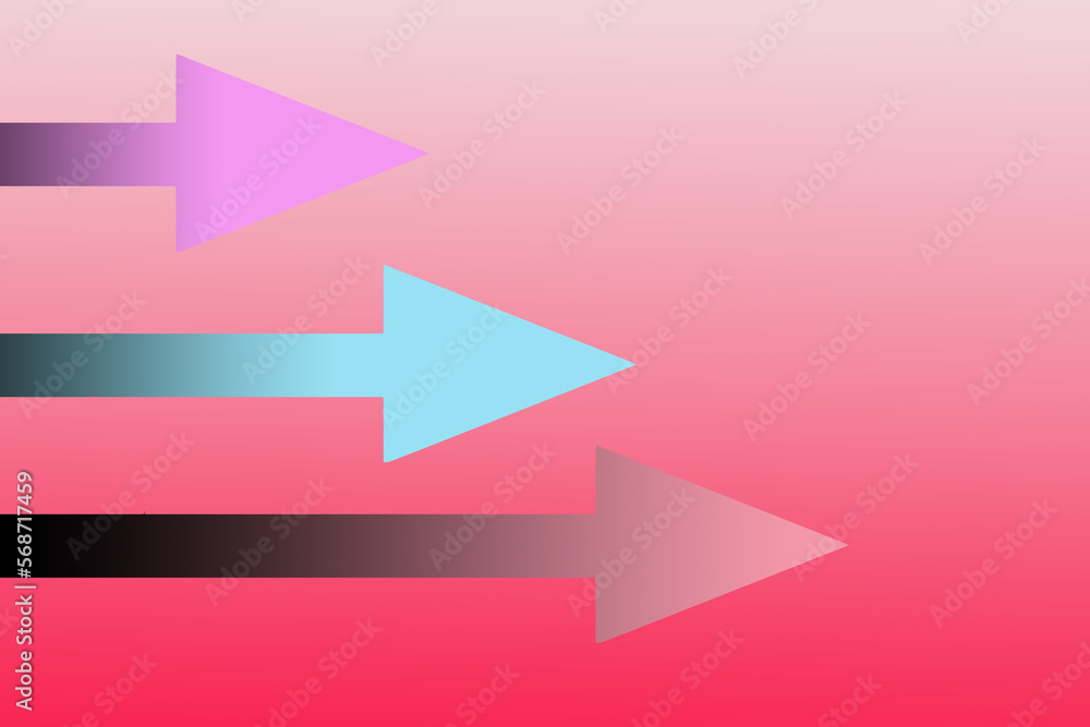 Long arrows pointing on pink background. Arrow design elements, simple icon design. Long arrows pointing on pink background. Arrow design elements, simple icon design.