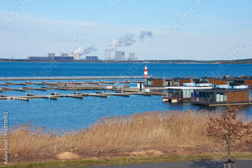 Blick über den Bärwalder see zum Kraftwerk Boxberg	 photo