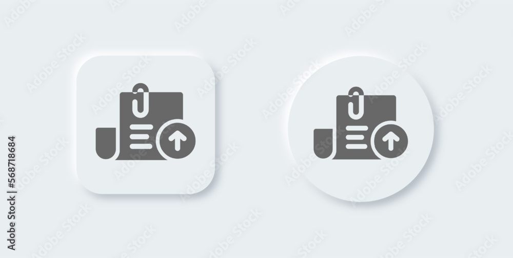 Upload solid icon in neomorphic design style. Cloud file signs vector illustration. Upload solid icon in neomorphic design style. Cloud file signs vector illustration.