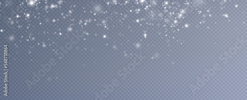 Realistic falling snow.Christmas background.Isolated on transparent background.