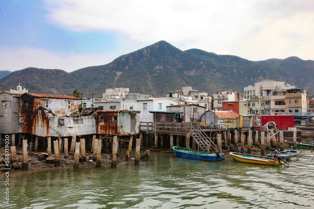 Traditional houses on stilts at the Tai O Fishing Village, Lantau Island, Hong Kong, China