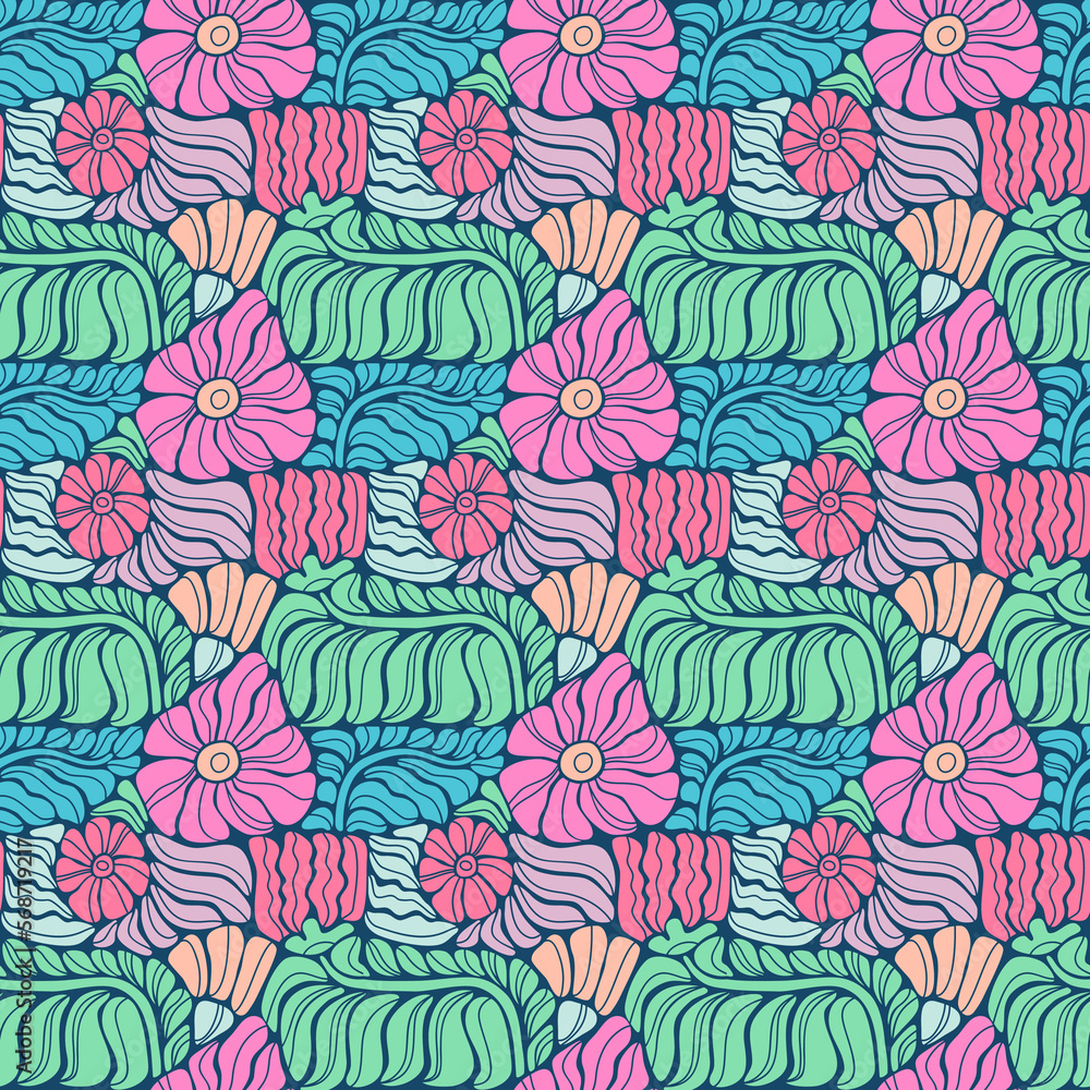 Colorful flowers seamless background