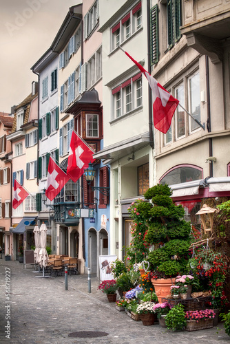 Street view in old town Zurich, Switzerland