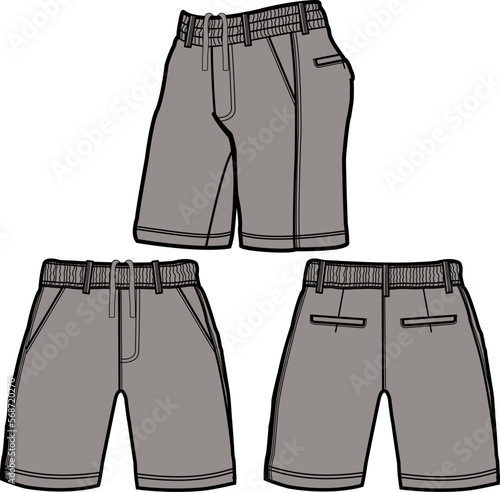 CUT AND SEW MEN AND BOYS SHORTS FOR GYM WEAR AND CASUAL WEAR IN EDITABLE VECOR FILE