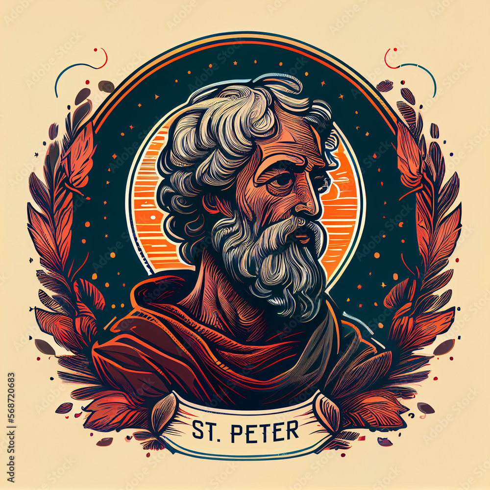 Saint Peter Apostle of Christ Colored Illustration. Generative Ai.