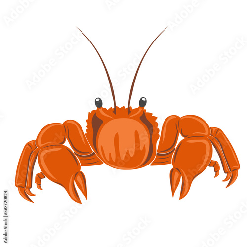 Crab. Marine dweller. Concept of sea and ocean life. Vector illustration