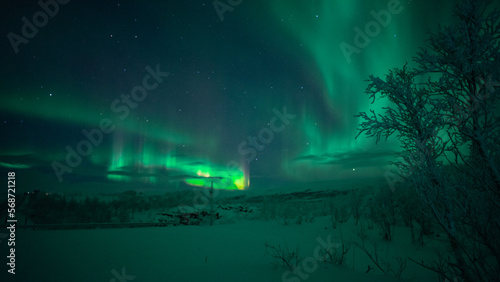 Fototapeta Naklejka Na Ścianę i Meble -  Northern lights / Aurora Borealis on Finnish/Norwegian Borders 