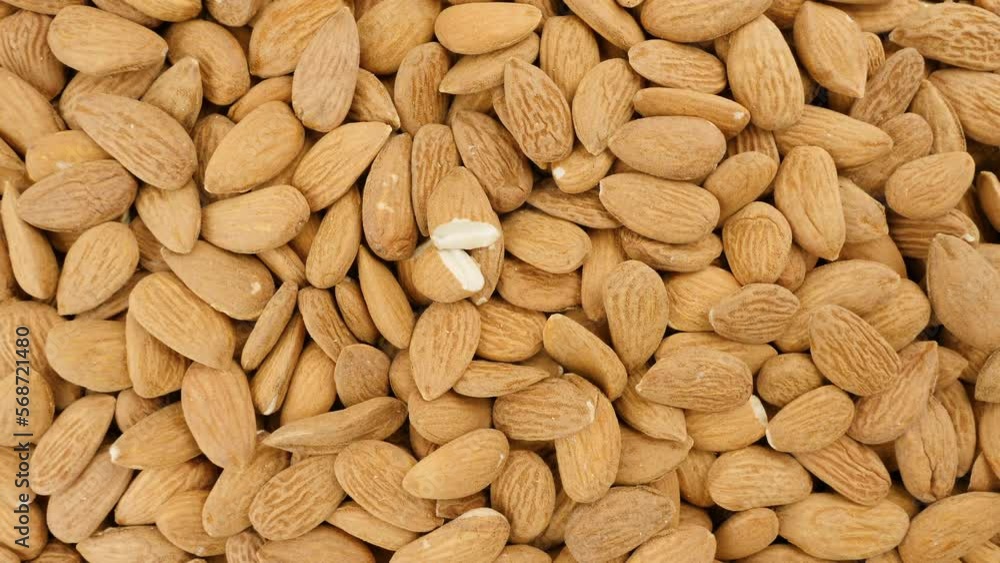 Almond kernels. Pile of almonds, view from top Almond kernels. Pile of almonds, view from top