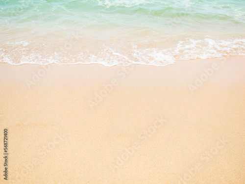 Wave on Sea Beach at Coast,Spash Water Texture on Sand,Tropical Nature Shore for Tourism Relax Vacation Travel Summer Holiday,Beautiful Seascape Free Space.