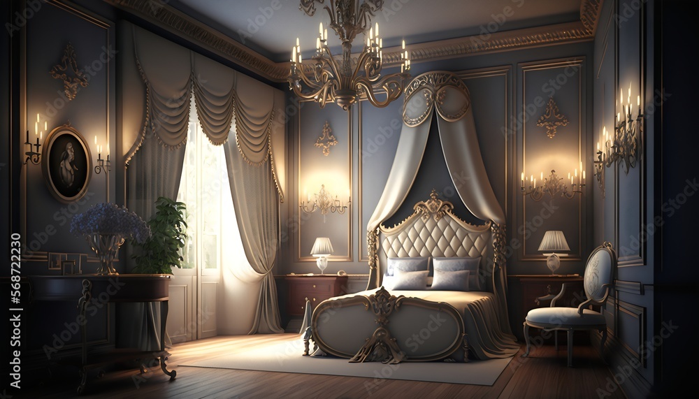 Luxury bedroom natural light created with AI