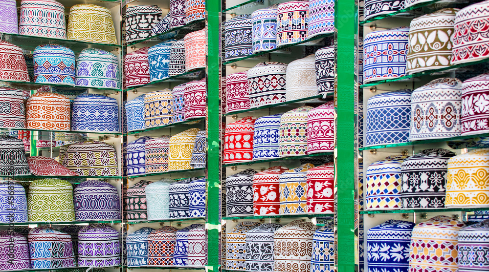 Headgear - Kofia is a traditional Omani hat. Headgear - Kofia is a traditional Omani hat.