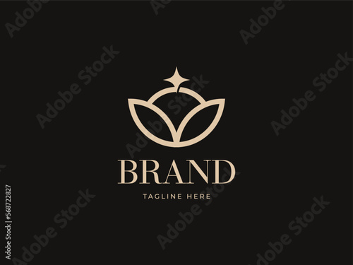 Simple Elegant Logo with Abstact Flower and Shiny for Skincare, Cosmetics, Boutique or Beauty Salon or Flowers Company.