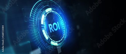 ROI Return on investment financial growth concept. Business, Technology, Internet and network concept. 3d illustration