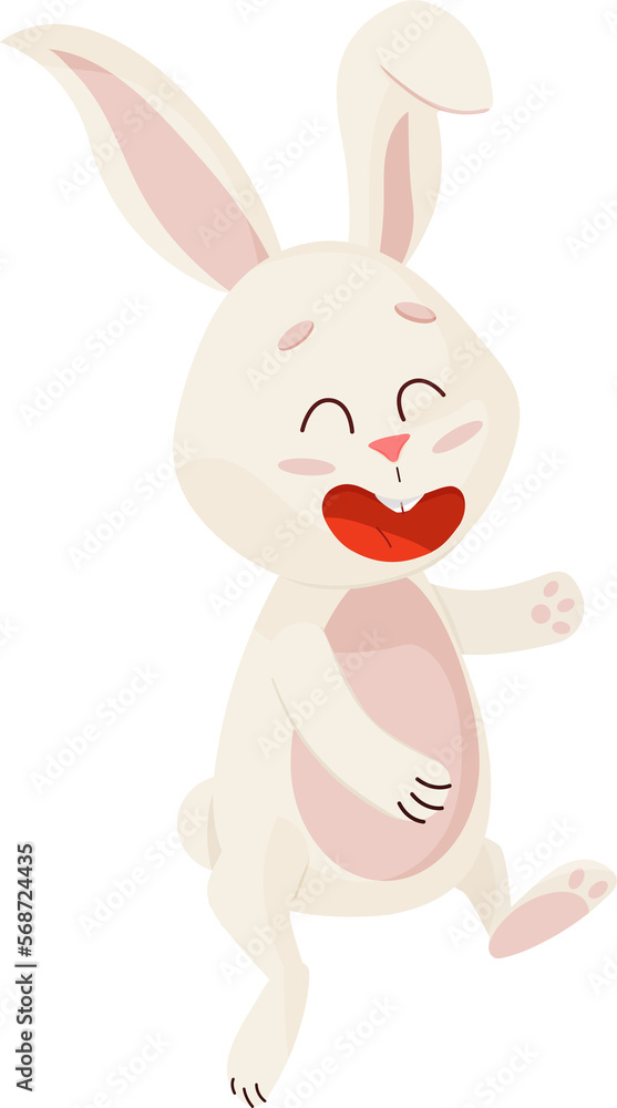 Bunny Character. Jumping and Smile Funny, Happy Easter Cartoon Rabbit. PNG Bunny Character. Jumping and Smile Funny, Happy Easter Cartoon Rabbit. PNG