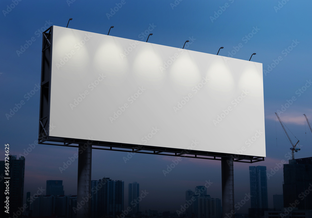 Fototapeta premium Mockup Outdoor billboard on blue sky background with copy space for your logo or graphic design, 3d rendering studio