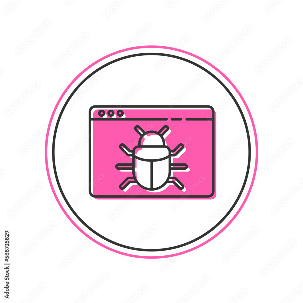 Filled outline System bug concept icon isolated on white background. Code bug concept. Bug in the system. Bug searching. Vector Filled outline System bug concept icon isolated on white background. Code bug concept. Bug in the system. Bug searching. Vector