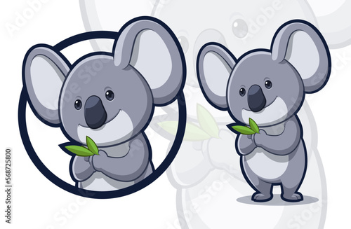 Cute Koala Holding Eucalyptus Leaves