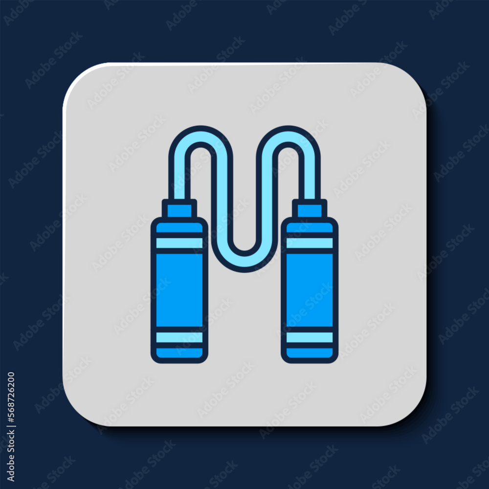 Filled outline Jump rope icon isolated on blue background. Skipping rope. Sport equipment. Vector Filled outline Jump rope icon isolated on blue background. Skipping rope. Sport equipment. Vector