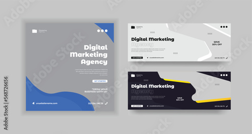 Digital marketing social media Instagram post facebook cover and web banner template